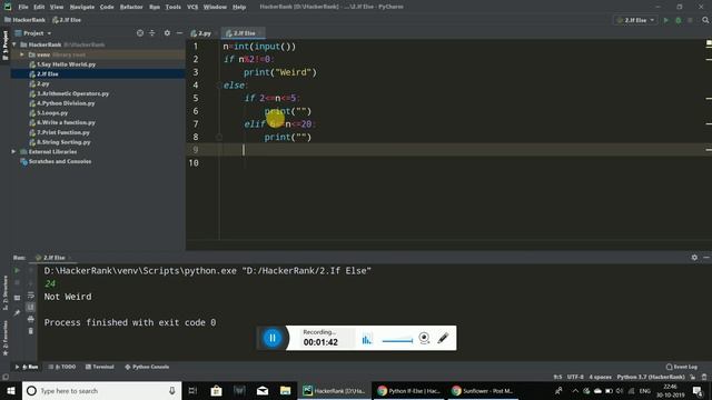 HackerRank Python If-Else solution смотреть онлайн