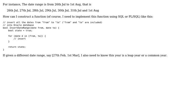How to insert all the dates in a date range into Oracle database? смотреть онлайн