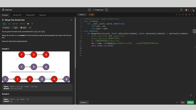 【leetcode 21】Apple的面試題？Merge Two Sorted Lists 合併兩個有序鍊錶 смотреть онлайн