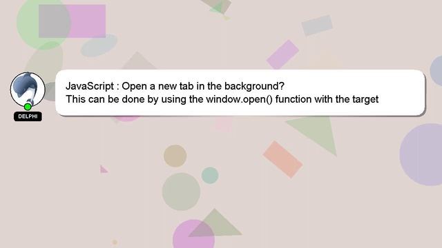 JavaScript : Open a new tab in the background? смотреть онлайн