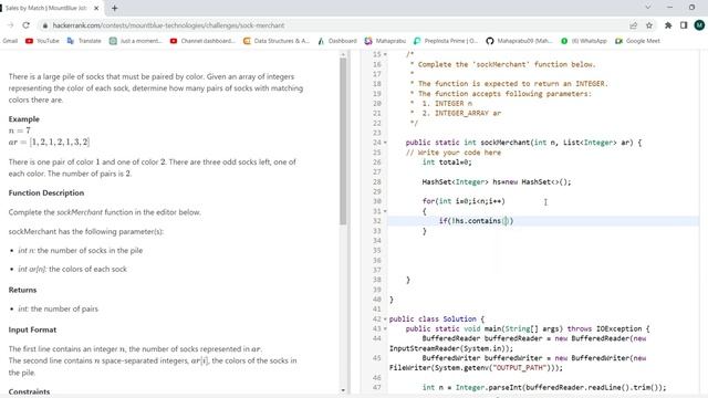 socks merchant hackerrank problem | interview java questions | mahaprabu codes смотреть онлайн