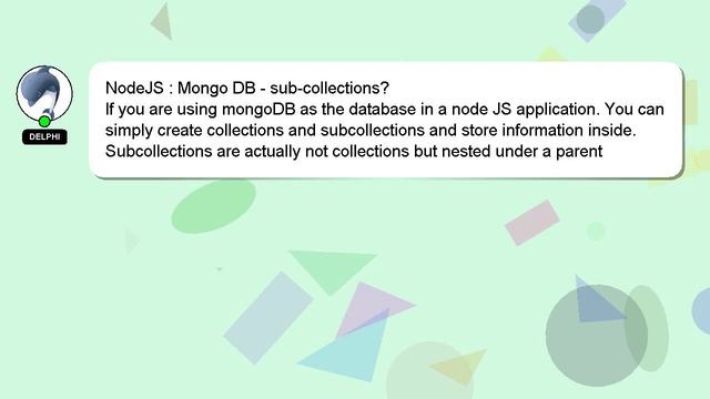 NodeJS : Mongo DB - sub-collections? смотреть онлайн