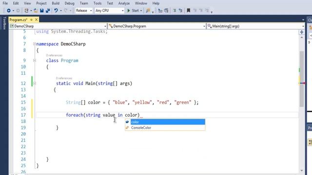C# For Each Loop смотреть онлайн
