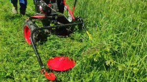 Роторная косилка Заря в паре с мотоблоком Ока ДВС лифан 7 л.с.Первое испытание.