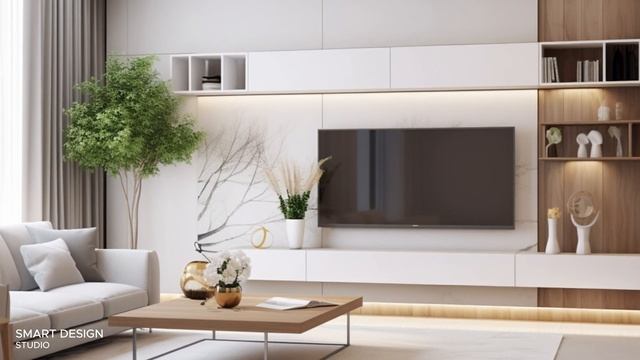 MODERN LIVING ROOM & TV WALL DECORATING IDEA 2024 | TV UNIT | MARBLE & WOODEN WALL CLADDING смотреть онлайн
