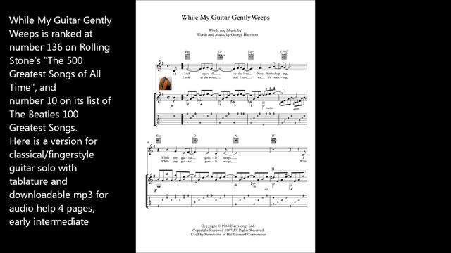 While My Guitar Gently Weeps sheet music смотреть онлайн