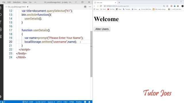 Set and Clear localStorage In JavaScript In Visual Code in தமிழ் смотреть онлайн