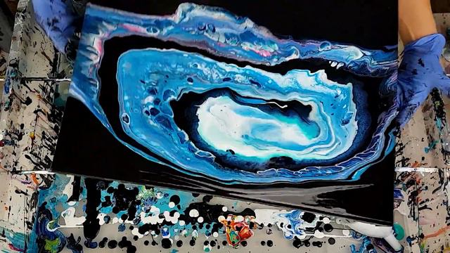 GALAXY Acrylic Pour with a FUNNEL 😱✨Did it actually WORK? Easy Acrylic Pouring Technique смотреть онлайн