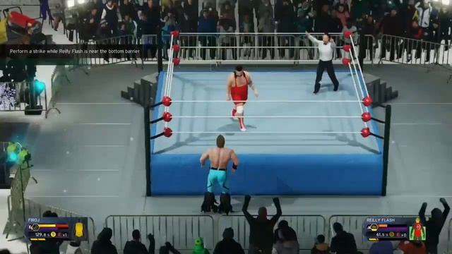 WWE 2k20 My Player Perform Strike while Reilly Flash is near the bottom barrier смотреть онлайн
