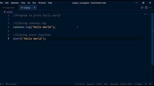 JAVASCRIPT PROGRAM TO PRINT HELLO WORLD смотреть онлайн