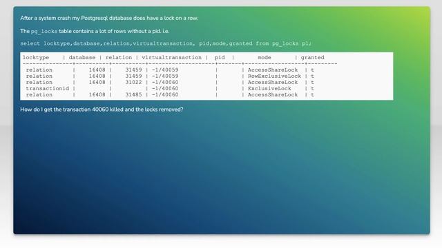 postgresql remove stale lock смотреть онлайн