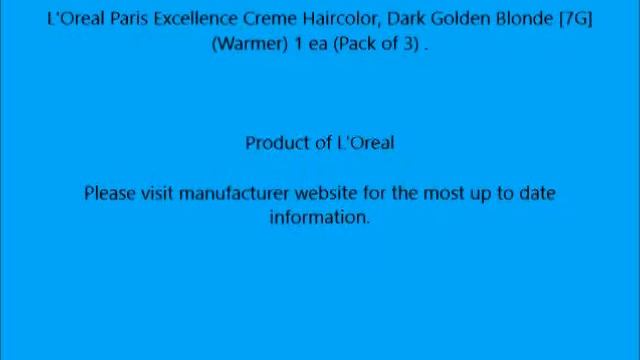 L'Oreal Paris Excellence Creme Haircolor, Dark Golden Blonde 7G Warmer 1 ea Pack of 3 смотреть онлайн