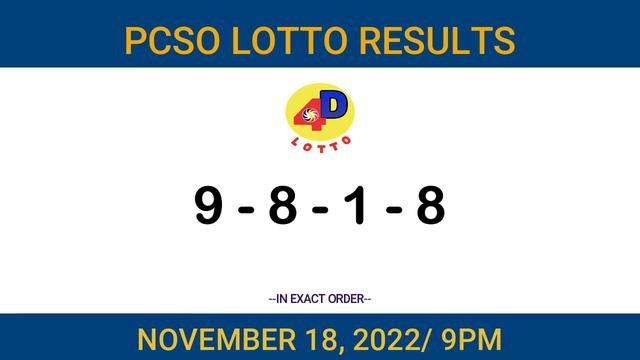 Lotto Results Today November 18 2022 9pm Ez2 Swertres 2D 3D 4D 6/45 6/58 PCSO смотреть онлайн