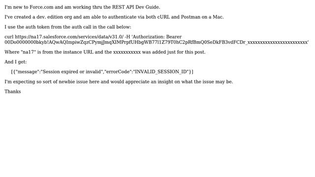 Salesforce: "Session expired or invalid" - have auth token; can't make API call (2 Solutions!!) смотреть онлайн