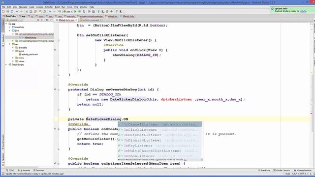 Android Tutorial for Beginners 27 # Android DatePicker Dialog ( DatePickerDialog) смотреть онлайн
