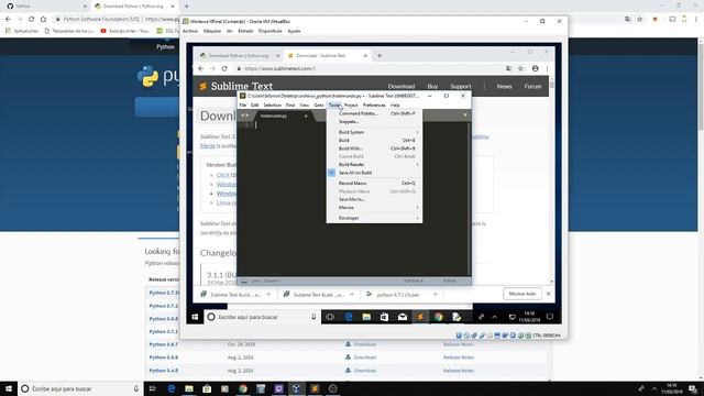 Configuración Sublime Text 3 y Hola Mundo con python смотреть онлайн