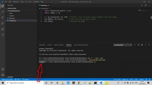 Installing Matplotlib in Visual Studio Code