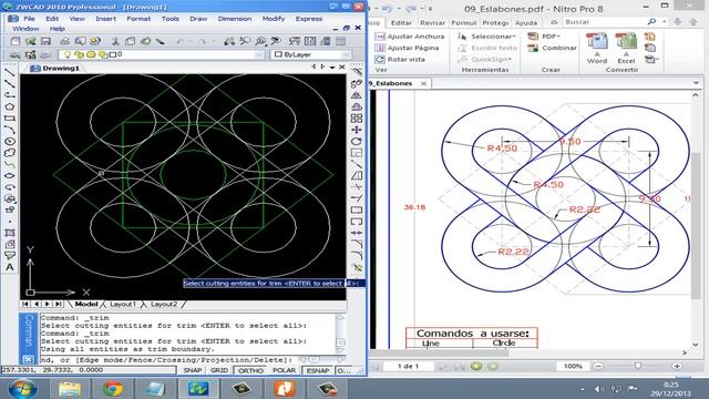 AUTOCAD (ZWCAD Tutorial) EJERCICIO NO 9 ESLABONES смотреть онлайн