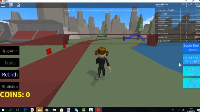 ROBLOX играем в симулятор бега Роблокс смотреть онлайн