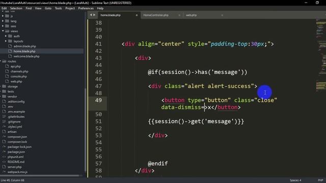 How To Make Flash Message With Session In Laravel 9| Auto Flash Message Close смотреть онлайн