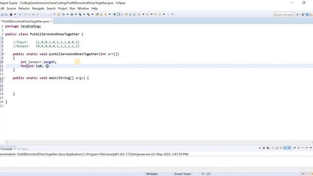 Put All Zeros And Ones Together in Java смотреть онлайн