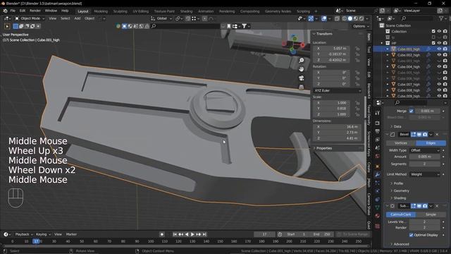 Gameready оружие в Blender урок 8