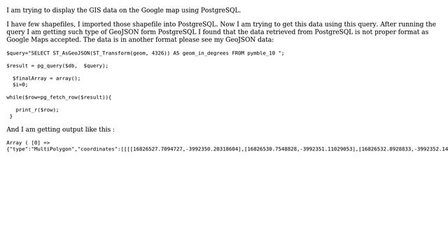 GIS: GeoJSON data format fetching from PostgresQL смотреть онлайн