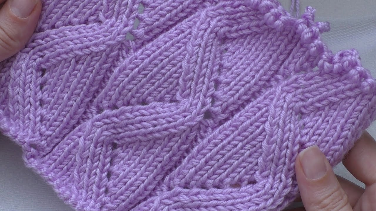 Красивый ажурный узор спицами +схема узора. смотреть онлайн