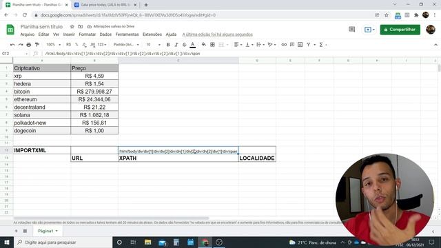COMO PEGAR COTAÇÃO DE CRIPTOMOEDAS NO GOOGLE SHEETS (EXCEL ONLINE) | SEM SCRIPT NEM COMPLEMENTO смотреть онлайн