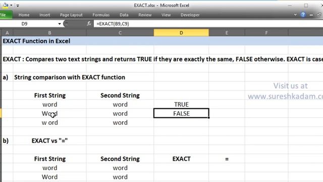 How to do case-sensitive comparison of strings using EXACT function in excel. [English] смотреть онлайн