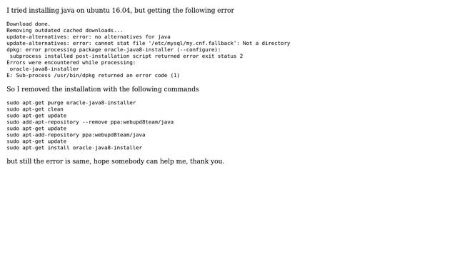 Ubuntu: Installation error oracle-java8-installer смотреть онлайн