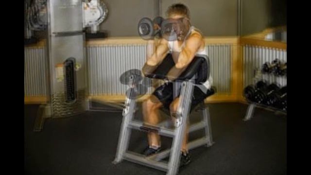 Сгибание рук на бицепс хватом "молоток" на скамье Скотта смотреть онлайн