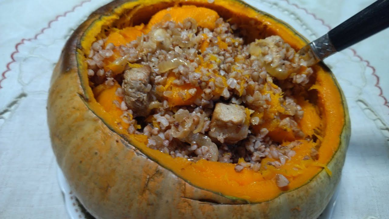 Мясо с гречкой в тыкве смотреть онлайн