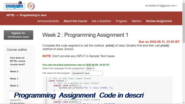 NPTEL Programming In Java Week 2 Assignment 2 Answers Solution Quiz | 2022-July смотреть онлайн