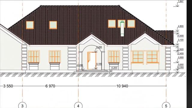 Проект одноэтажного дома на 400 м2 сделанный в Архикад смотреть онлайн