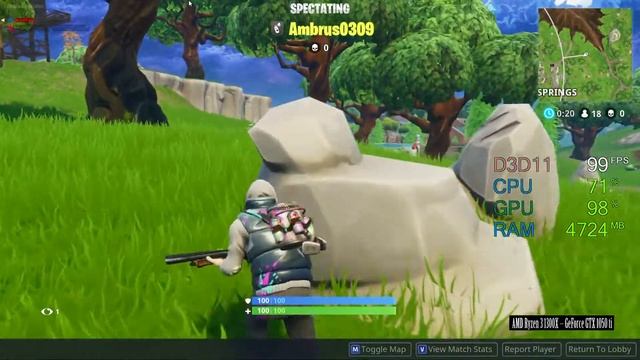 GeForce GTX 1050 ti -- AMD Ryzen 3 1300X -- Fortnite Battle Royale FPS Test Medium смотреть онлайн