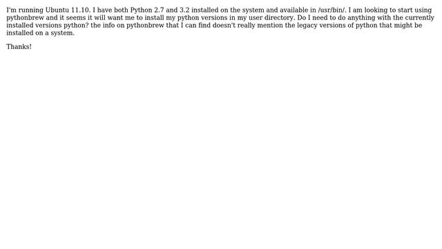 What to do with system installed python versions when starting with pythonbrew смотреть онлайн