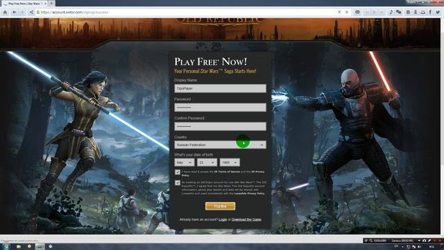 регистрация в игре Star Wars - The Old Republic смотреть онлайн