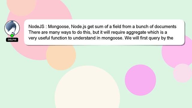 NodeJS : Mongoose, Node.js get sum of a field from a bunch of documents смотреть онлайн