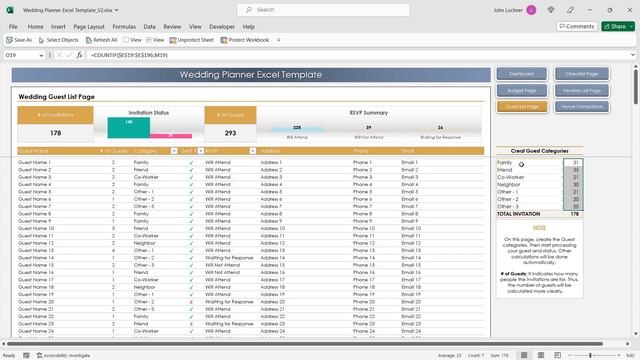 Wedding Planner Excel Template смотреть онлайн