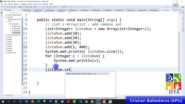 Como usar List y ArrayList metodos add remove set en JAVA смотреть онлайн