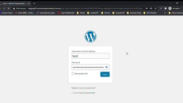 Log In ‹ Namoh Supermarket — WordPress Google Chrome 2021 02 06 12 30 51 смотреть онлайн
