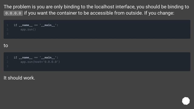Deploying a minimal flask app in docker - server connection issues смотреть онлайн