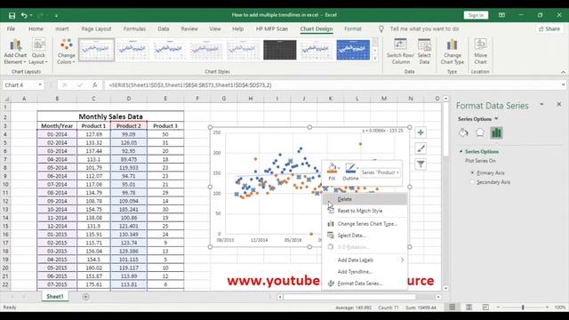 How to add multiple trendlines in a scatter plot in Excel смотреть онлайн