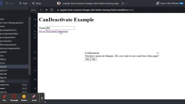 angular-form-unsaved-changes-alert-before-leaving-page - StackBlitz смотреть онлайн