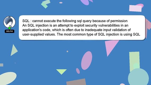 SQL : cannot execute the following sql query because of permission смотреть онлайн