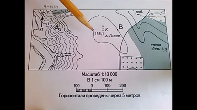 Школьная топография. Определяем высоту точки при помощи горизонталей смотреть онлайн
