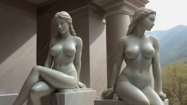 Art: Beautiful plaster statue in garden смотреть онлайн