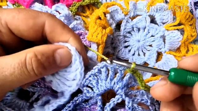 ШТОРКА крючком.Связала 52 цветка.МК Соединение цветочных мотивов крючком. смотреть онлайн
