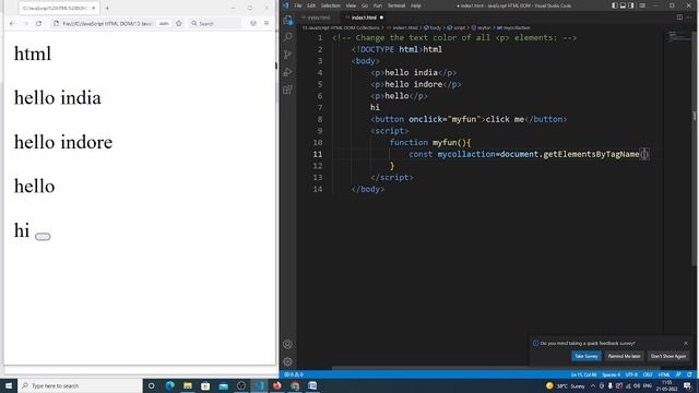 JavaScript HTML DOM Collections | Change the text colour of all p elements: смотреть онлайн
